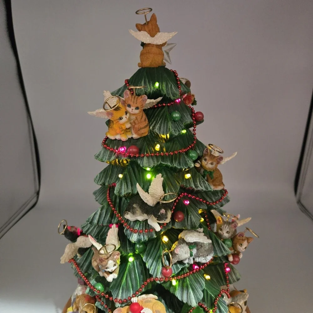 Vtg Bradford Editions 2004 Purr-fect Holiday Kitten Angel Christmas Lighted Tree
